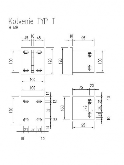 Produkty / Typizované hliníkové zábradlie kotviaci prvok Alp - T vo farbe - foto